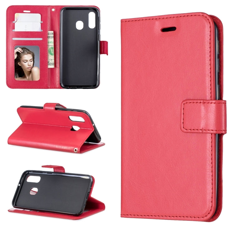 Custodia in pelle con apertura orizzontale Crazy Horse Texture con supporto e slot per schede, portafoglio e cornice per foto, For Galaxy A20E