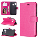 Custodia in pelle con apertura orizzontale Crazy Horse Texture con supporto e slot per schede, portafoglio e cornice per foto, For Galaxy A20E