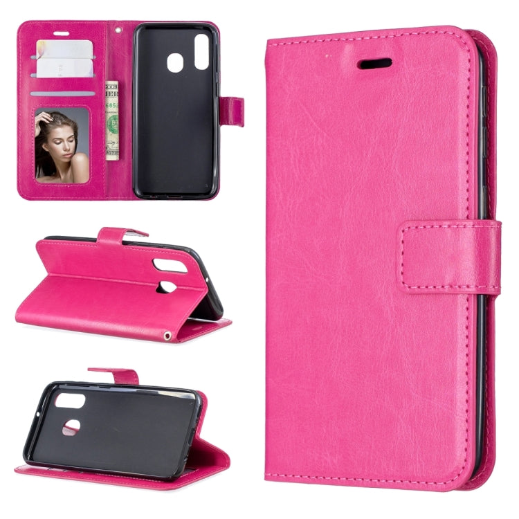Custodia in pelle con apertura orizzontale Crazy Horse Texture con supporto e slot per schede, portafoglio e cornice per foto, For Galaxy A20E
