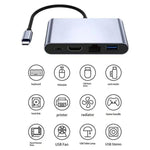 Adattatore Type-C HUB con RJ45, USB 3.0 e uscita 4K HD