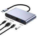 Adattatore Type-C HUB con RJ45, USB 3.0 e uscita 4K HD