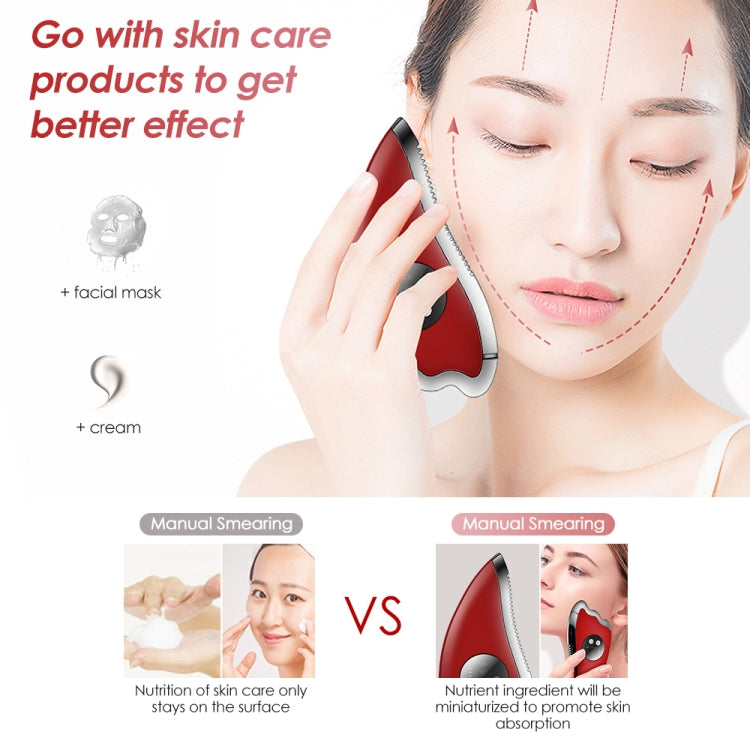 K-SKIN KD817 Viso Scratch Pad Draga Meridiano Lenitivo Fatica Piastra Raschiante Massaggiatore Elettrico Lenitivo Stress Ricarica USB, Red, White
