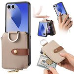 Portafoglio con cerniera verticale e anello con texture litchi, custodia per telefono, For Galaxy Z Flip8 5G, For Galaxy Z Flip7 5G