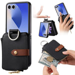Portafoglio con cerniera verticale e anello con texture litchi, custodia per telefono, For Galaxy Z Flip8 5G, For Galaxy Z Flip7 5G