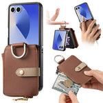 Portafoglio con cerniera verticale e anello con texture litchi, custodia per telefono, For Galaxy Z Flip8 5G, For Galaxy Z Flip7 5G