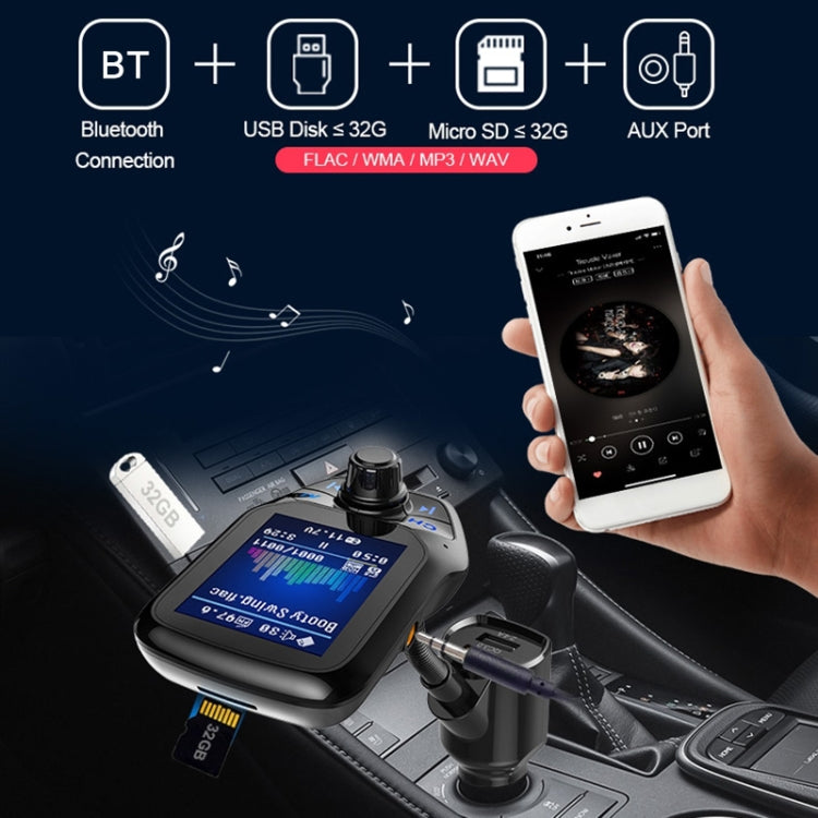 T43 Car Bluetooth Mp3 Schermo a colori multifunzione di grandi dimensioni QC3.0 Lettore Bluetooth per auto senza perdita di carica per auto Bluetooth, T43