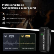 Microfono lavalier wireless WAVLINK WS-WAJ606C1 con riduzione rum