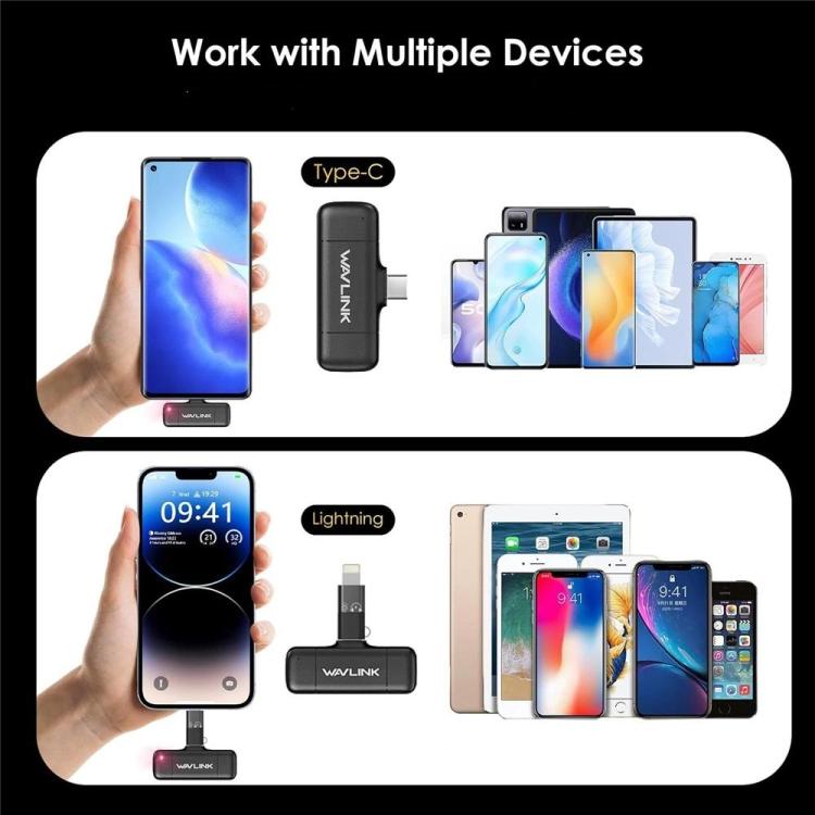 Microfono lavalier wireless WAVLINK con riduzione rumore