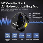 Microfono wireless dual Lavalier WAVLINK 608C con ricevitore 8 pi