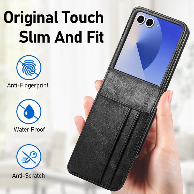 Custodia per telefono in pelle con scomparto verticale per carte a libro., For Galaxy Z Flip8 5G, For Galaxy Z Flip7 5G