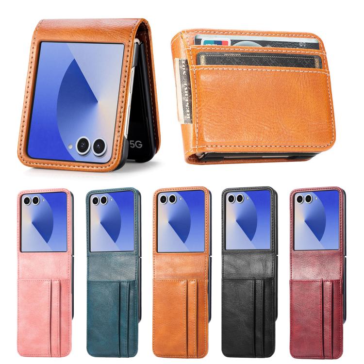Custodia per telefono in pelle con scomparto verticale per carte a libro., For Galaxy Z Flip8 5G, For Galaxy Z Flip7 5G