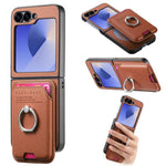 Portafoglio in tessuto twill con anello e custodia magnetica per telefono., For Galaxy Z Flip8 5G, For Galaxy Z Flip7 5G, For Galaxy Z Flip6 5G