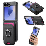 Portafoglio in tessuto twill con anello e custodia magnetica per telefono., For Galaxy Z Flip5 5G