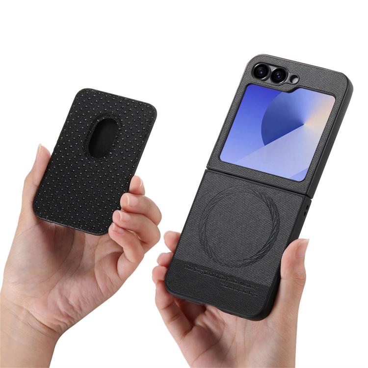 Portafoglio in tessuto twill con anello e custodia magnetica per telefono., For Galaxy Z Flip5 5G