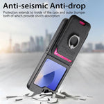 Portafoglio in tessuto twill con anello e custodia magnetica per telefono., For Galaxy Z Flip5 5G