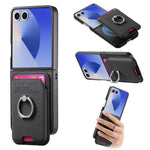 Portafoglio in tessuto twill con anello e custodia magnetica per telefono., For Galaxy Z Flip8 5G, For Galaxy Z Flip7 5G, For Galaxy Z Flip6 5G