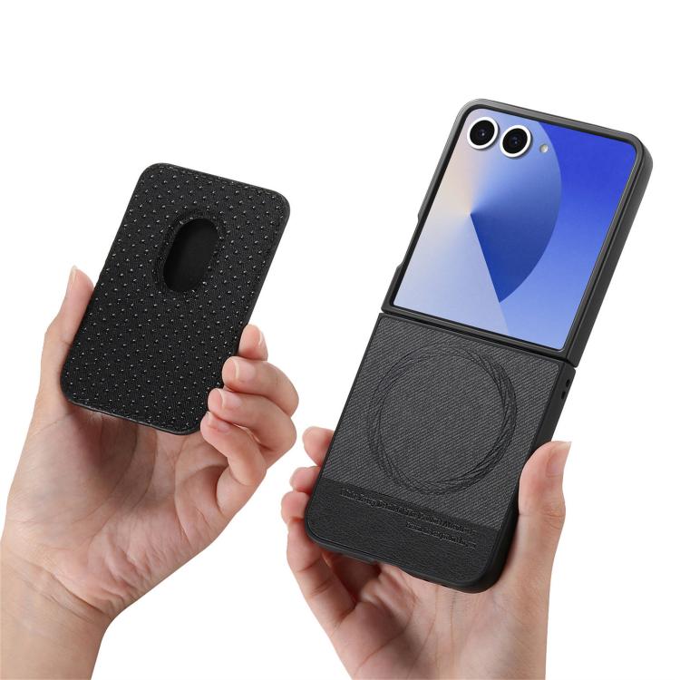 Portafoglio in tessuto twill con anello e custodia magnetica per telefono., For Galaxy Z Flip8 5G, For Galaxy Z Flip7 5G, For Galaxy Z Flip6 5G