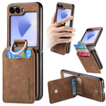 Portafoglio verticale in pelle stile retrò con anello e custodia per telefono., For Galaxy Z Flip8 5G, For Galaxy Z Flip7 5G, For Galaxy Z Flip6 5G, For Galaxy Z Flip5 5G
