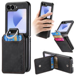 Portafoglio verticale in pelle stile retrò con anello e custodia per telefono., For Galaxy Z Flip8 5G, For Galaxy Z Flip7 5G, For Galaxy Z Flip6 5G, For Galaxy Z Flip5 5G