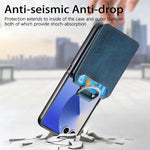 Portafoglio verticale in pelle stile retrò con anello e custodia per telefono., For Galaxy Z Flip8 5G, For Galaxy Z Flip7 5G, For Galaxy Z Flip6 5G, For Galaxy Z Flip5 5G