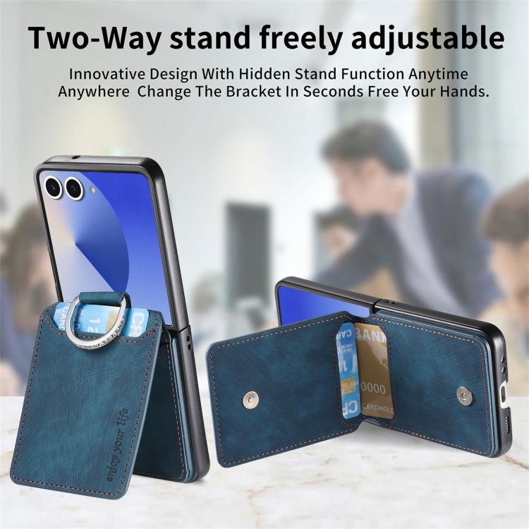 Portafoglio verticale in pelle stile retrò con anello e custodia per telefono., For Galaxy Z Flip8 5G, For Galaxy Z Flip7 5G, For Galaxy Z Flip6 5G, For Galaxy Z Flip5 5G