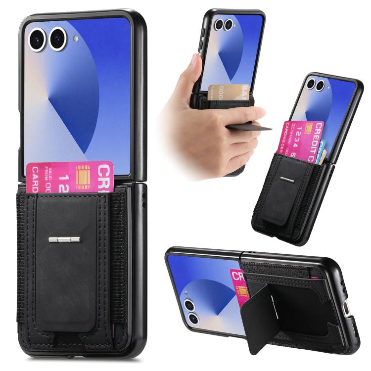 Portafoglio/custodia per telefono in pelle stile retrò pieghevole con elastico di supporto, For Galaxy Z Flip8 5G, For Galaxy Z Flip7 5G, For Galaxy Z Flip6 5G, For Galaxy Z Flip5 5G