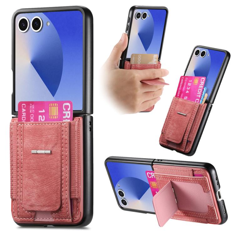 Portafoglio/custodia per telefono in pelle stile retrò pieghevole con elastico di supporto, For Galaxy Z Flip8 5G, For Galaxy Z Flip7 5G, For Galaxy Z Flip6 5G, For Galaxy Z Flip5 5G