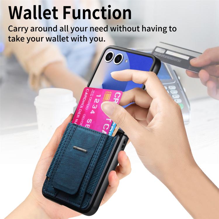 Portafoglio/custodia per telefono in pelle stile retrò pieghevole con elastico di supporto, For Galaxy Z Flip8 5G, For Galaxy Z Flip7 5G, For Galaxy Z Flip6 5G, For Galaxy Z Flip5 5G