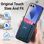 Portafoglio/custodia per telefono in pelle stile retrò pieghevole con elastico di supporto, For Galaxy Z Flip8 5G, For Galaxy Z Flip7 5G, For Galaxy Z Flip6 5G, For Galaxy Z Flip5 5G