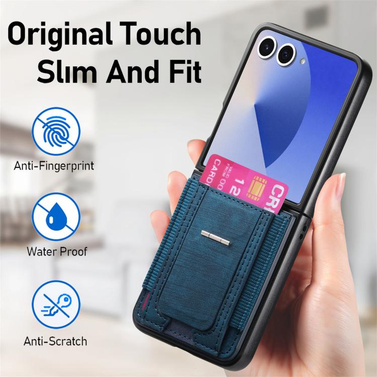 Portafoglio/custodia per telefono in pelle stile retrò pieghevole con elastico di supporto, For Galaxy Z Flip8 5G, For Galaxy Z Flip7 5G, For Galaxy Z Flip6 5G, For Galaxy Z Flip5 5G