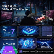 WAVLINK WN685BE3-A Tri-Band BE200 Wireless Adapter Desktop PC WiFi 7 BE8800 Pcie Card