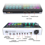 Mixer audio Bluetooth X9 con alimentazione phantom 48V