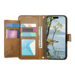 Portafoglio in pelle con cerniera e cinturino, motivo fiori e foglie, con cinturino., For Samsung Galaxy A15, For Samsung Galaxy A05, For Samsung Galaxy A05s, For Samsung Galaxy A25 5G