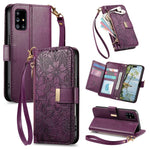 Portafoglio in pelle con cerniera e cinturino, motivo fiori e foglie, con cinturino., For Samsung Galaxy A53 5G, For Samsung Galaxy A51 5G, For Samsung Galaxy A31, For Samsung Galaxy A71