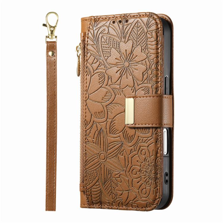 Portafoglio in pelle con cerniera e cinturino, motivo fiori e foglie, con cinturino., For Samsung Galaxy A53 5G, For Samsung Galaxy A51 5G, For Samsung Galaxy A31, For Samsung Galaxy A71
