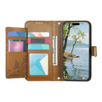 Portafoglio in pelle con cerniera e cinturino, motivo fiori e foglie, con cinturino., For Samsung Galaxy A06, For Samsung Galaxy A16