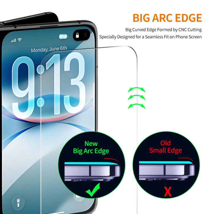 Pellicola in vetro temperato ENKAY con colla addensata, senza bordi bianchi, durezza 9H, bordo ad arco grande, ad alto contenuto di alluminio e silicio., For iPhone 17 Pro Max, For iPhone 17 Pro, For iPhone 17, For iPhone Air