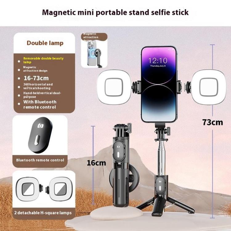 Selfie stick portatile con treppiede e luci LED