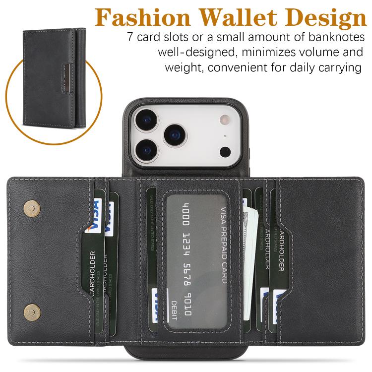 Custodia per telefono in pelle Kalebol con chiusura magnetica MagSafe a tre ante., For iPhone 17 Pro Max, For iPhone 17 Pro, For iPhone 17, For iPhone 17 Air