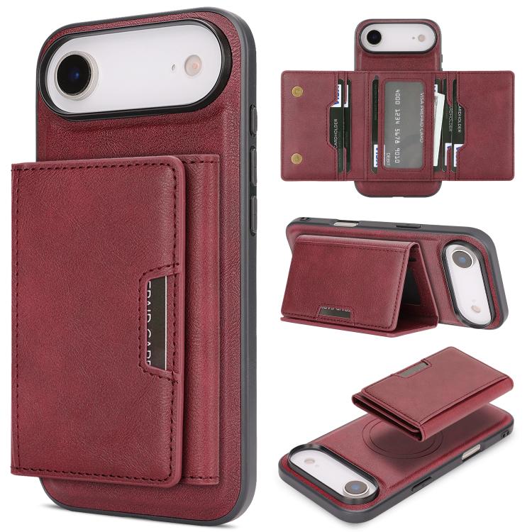 Custodia per telefono in pelle Kalebol con chiusura magnetica MagSafe a tre ante., For iPhone 17 Pro Max, For iPhone 17 Pro, For iPhone 17, For iPhone 17 Air