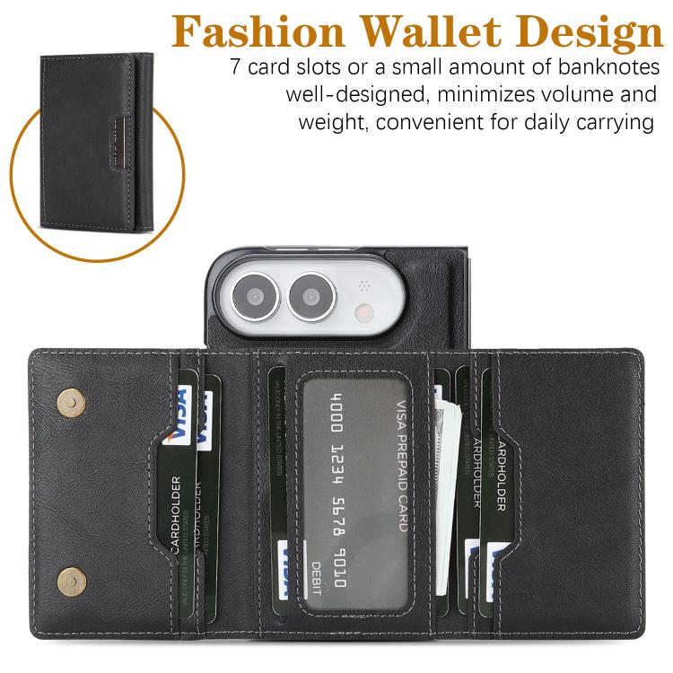 Custodia per telefono in pelle Kalebol con chiusura magnetica MagSafe a tre ante., For iPhone Fold, For iPhone 18 Pro, For iPhone 18 Pro Max, For iPhone 17e / 16e