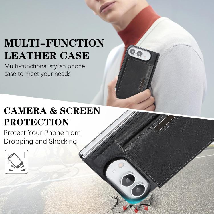 Custodia per telefono in pelle Kalebol con chiusura magnetica MagSafe a tre ante., For iPhone Fold, For iPhone 18 Pro, For iPhone 18 Pro Max, For iPhone 17e / 16e