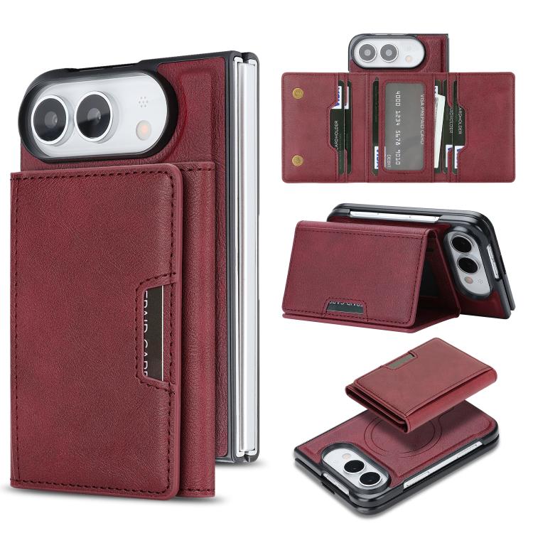 Custodia per telefono in pelle Kalebol con chiusura magnetica MagSafe a tre ante., For iPhone Fold, For iPhone 18 Pro, For iPhone 18 Pro Max, For iPhone 17e / 16e