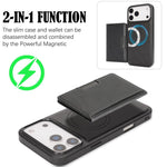 Custodia per telefono in pelle Kalebol Strong MagSafe con porta carte magnetico a due ante e chiusura a strappo., For iPhone 17 Pro, For iPhone 17, For iPhone Air, For iPhone 17e / 16e