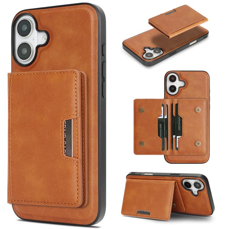 Custodia per telefono in pelle Kalebol Strong MagSafe con porta carte magnetico a due ante e chiusura a strappo., For iPhone 17 Pro, For iPhone 17, For iPhone Air, For iPhone 17e / 16e