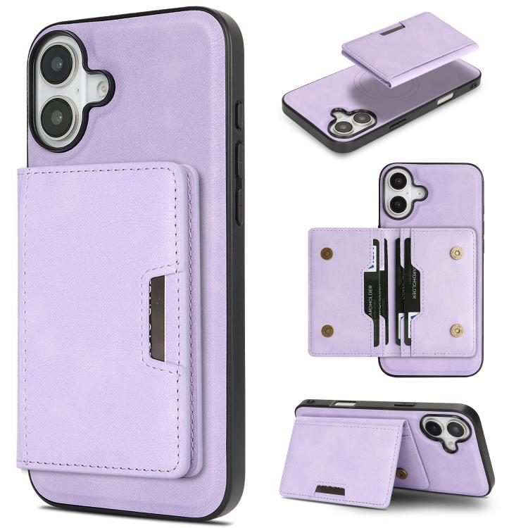 Custodia per telefono in pelle Kalebol Strong MagSafe con porta carte magnetico a due ante e chiusura a strappo., For iPhone 17 Pro, For iPhone 17, For iPhone Air, For iPhone 17e / 16e