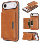 Custodia per telefono in pelle Kalebol Strong MagSafe con porta carte magnetico a due ante e chiusura a strappo., For iPhone 17 Pro, For iPhone 17, For iPhone Air, For iPhone 17e / 16e