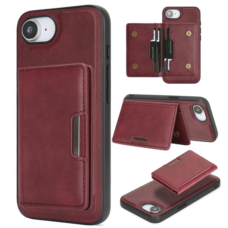 Custodia per telefono in pelle Kalebol Strong MagSafe con porta carte magnetico a due ante e chiusura a strappo., For iPhone 17 Pro, For iPhone 17, For iPhone Air, For iPhone 17e / 16e