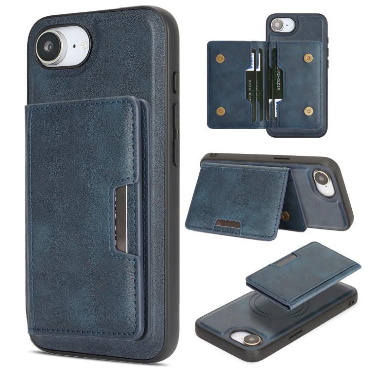 Custodia per telefono in pelle Kalebol Strong MagSafe con porta carte magnetico a due ante e chiusura a strappo., For iPhone 17 Pro, For iPhone 17, For iPhone Air, For iPhone 17e / 16e