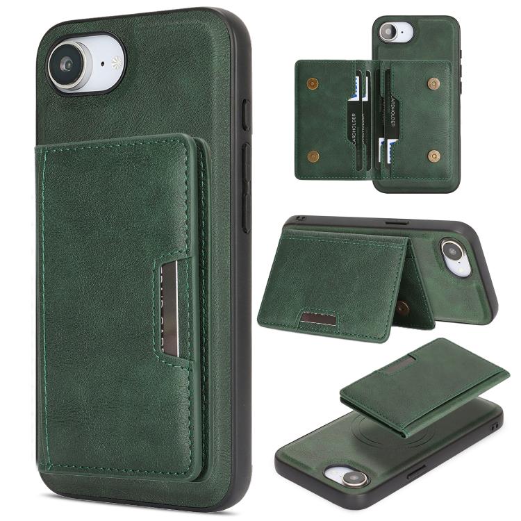 Custodia per telefono in pelle Kalebol Strong MagSafe con porta carte magnetico a due ante e chiusura a strappo., For iPhone 17 Pro, For iPhone 17, For iPhone Air, For iPhone 17e / 16e